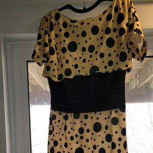 Tatyana Spotty Yellow Pencil Dress with Green Polka Dots